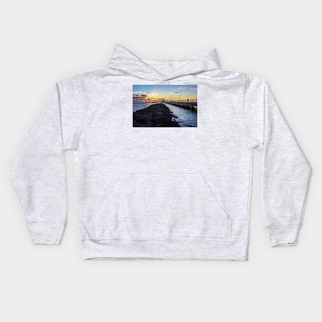 StKilda Breakwater and Pier, StKilda, Victoria, Australia. Kids Hoodie by VickiWalsh